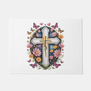 Floral Faith Cross Doormat