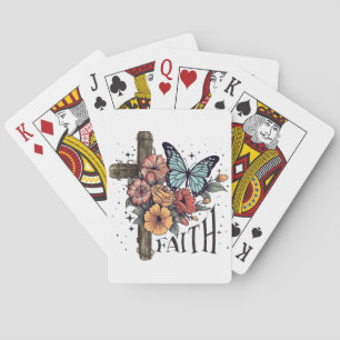 Floral Faith Cross Playing Cards