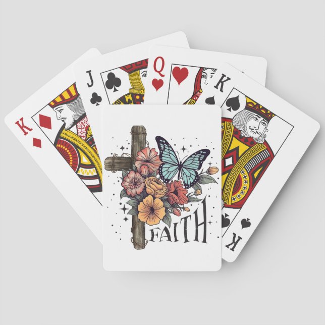 Floral Faith Cross Playing Cards (Back)