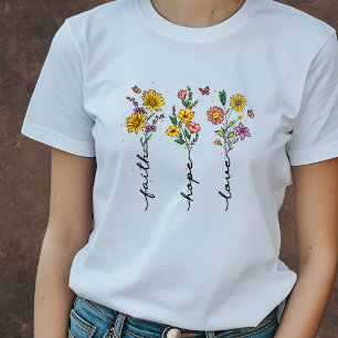 Floral faith, hope, love Christian T-shirt