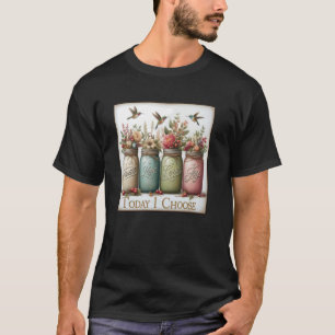 Floral Faith Hope Love Joy Mason Jar Bird Flower G T-Shirt