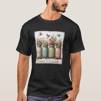 Floral Faith Hope Love Joy Mason Jar Bird Flower G T-Shirt