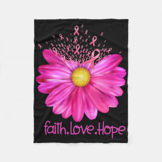 Floral Faith Love Hope Breast Cancer Awareness Fleece Blanket
