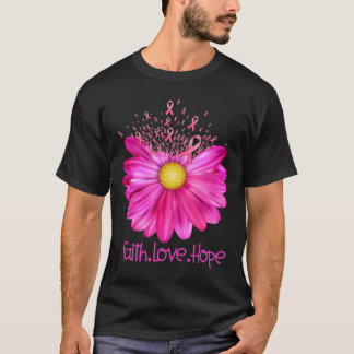 Floral Faith Love Hope Breast Cancer Awareness T-Shirt