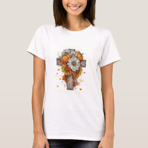 Floral Fall Autumn Pumpkin Christian Give Thanks T T-Shirt