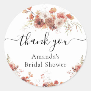 Floral Fall Bridal Shower Favour  Classic Round Sticker