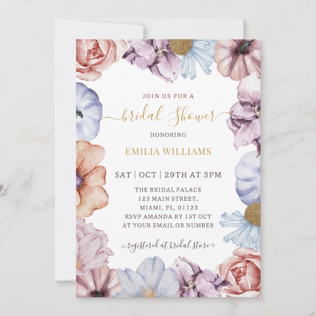 Floral Fall Bridal Shower Invitation (Front)