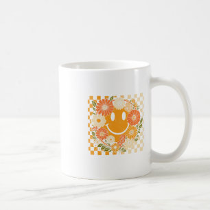 Floral Fall Checkered Smile Face Halloween Thanksg Coffee Mug