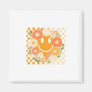 Floral Fall Checkered Smile Face Halloween Thanksg Magnet