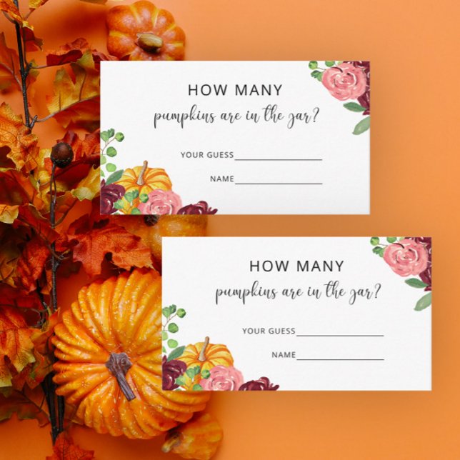 Floral fall guess how many pumpkins enclosure card (Creator Uploaded)