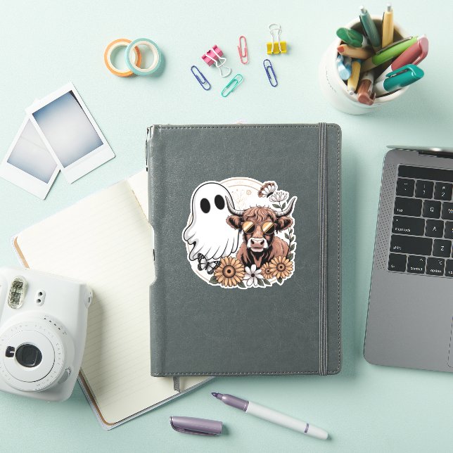 Floral Fall Highland Cow Ghost (iPad Cover)