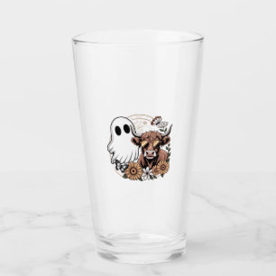 Floral Fall Highland Cow Ghost Glass