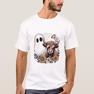 Floral Fall Highland Cow Ghost T-Shirt