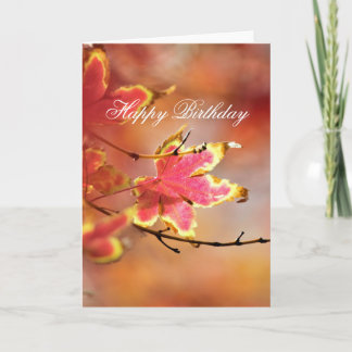 Floral Fall Leaves "Birthday" Card