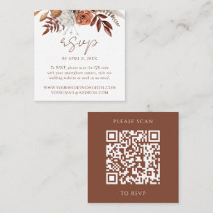 Floral Fall Modern Wedding Website QR Code RSVP Enclosure Card