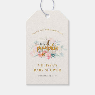 Floral Fall Pumpkin Baby Shower Thank You Gift Tags