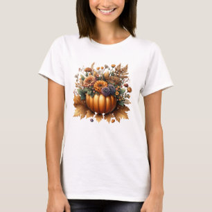 Floral Fall Pumpkin Centerpiece with Autumn Flower T-Shirt