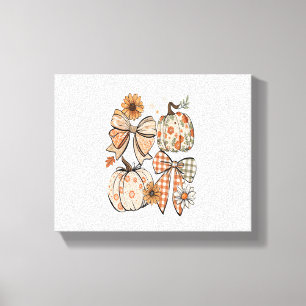 Floral Fall Pumpkin Coquette Boho Fall Bow Canvas Print