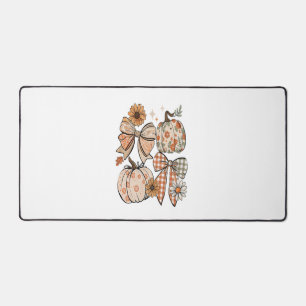 Floral Fall Pumpkin Coquette Boho Fall Bow Desk Mat