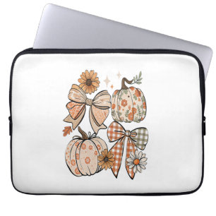 Floral Fall Pumpkin Coquette Boho Fall Bow Laptop Sleeve