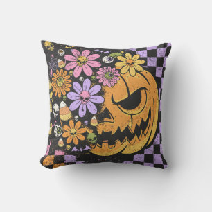 Floral Fall Pumpkin Halloween Cushion