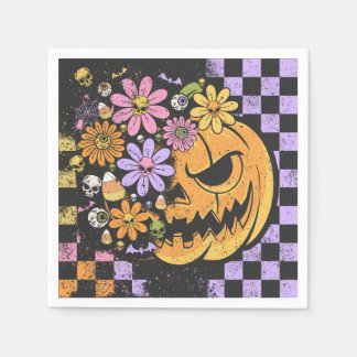 Floral Fall Pumpkin Halloween Napkin