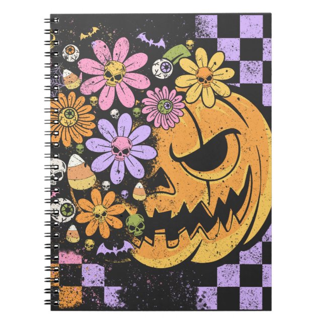 Floral Fall Pumpkin Halloween Notebook (Front)