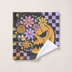 Floral Fall Pumpkin Halloween Wash Cloth