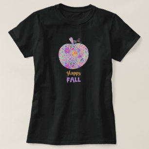 Floral Fall Pumpkin Happy Fall Quote T-Shirt