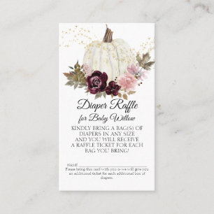Floral Fall Pumpkin Pink Gold Red Diaper Raffle Business Card