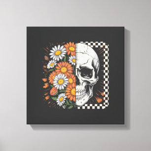 Floral Fall Skeleton Boho Halloween Canvas Print