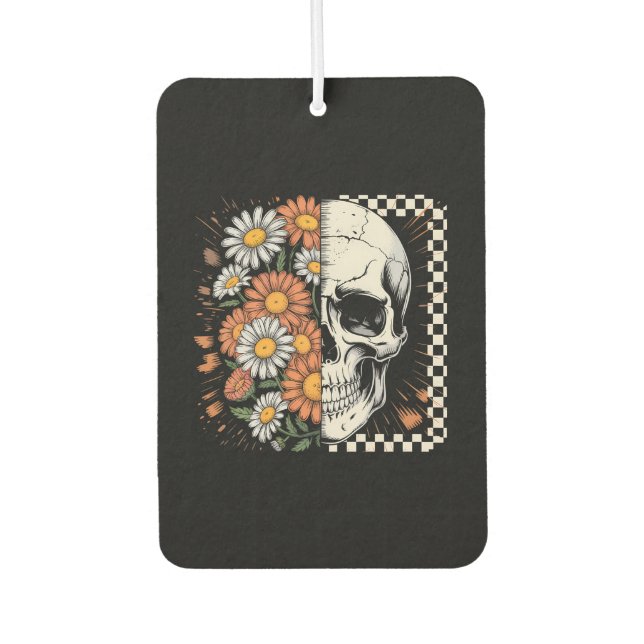 Floral Fall Skeleton Boho Halloween Car Air Freshener (Front)