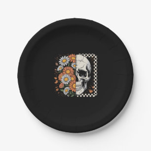 Floral Fall Skeleton Boho Halloween Paper Plate