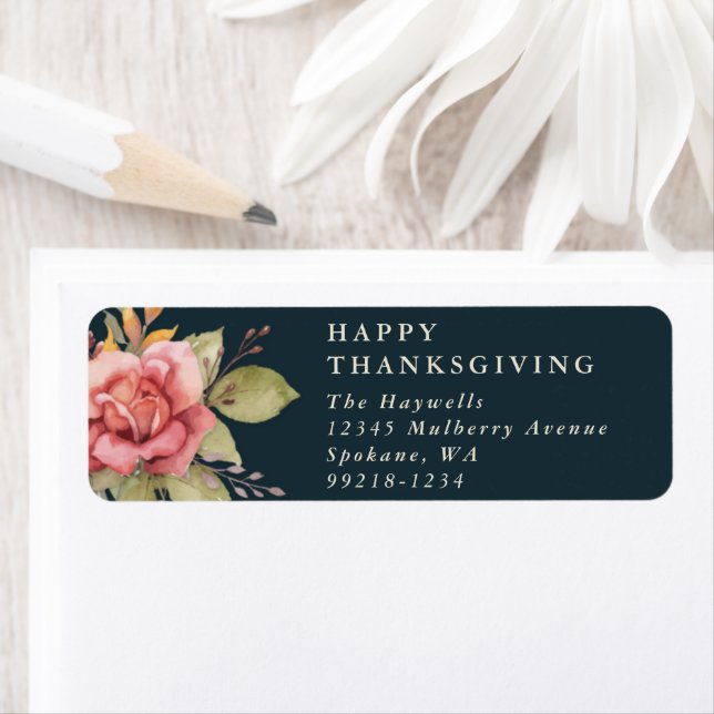 Floral Fall/Thanksgiving Message Return Address (Insitu)