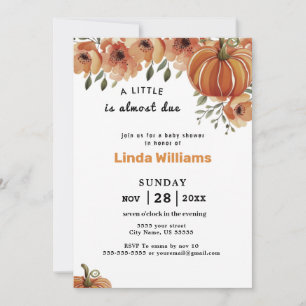 Floral Fall Theme Little Pumpkin Baby Shower Invitation