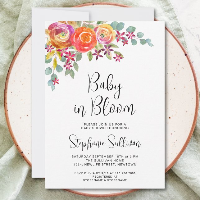 Floral Fall Watercolor Baby Shower Invitation (Creator Uploaded)
