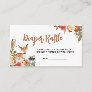 Floral Fall Woodland Baby Shower Diaper Raffle Enclosure Card