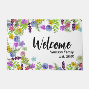 Floral Family Name Established Year Cute Outdoor Doormat