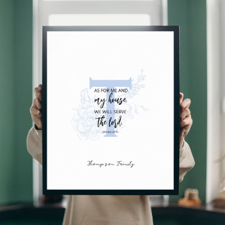 Floral Family Name Sign Bible verse Joshua 24:15