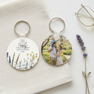 Floral Family Quote Photo – Keepsake Gift Key Ring