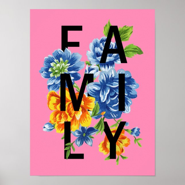 Floral Family Quote Poster (Front)