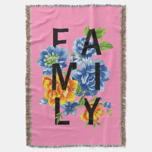 Floral Family Quote Throw Blanket