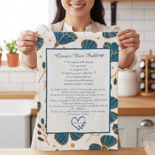 Floral Family Recipe Keepsake Custom Tea Towel