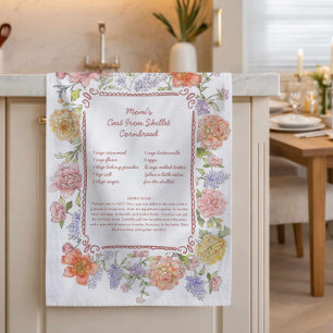 Floral Family Recipe Kitchen Towel