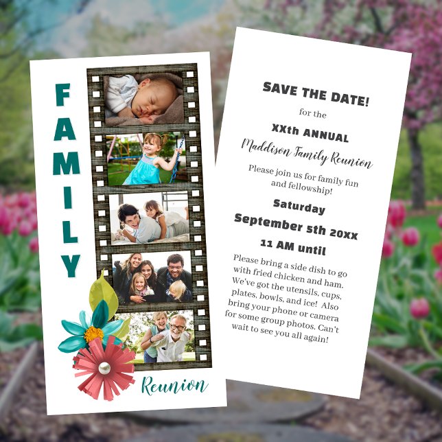 Floral Family Reunion Filmstrip Save the Date  (Creator Uploaded)