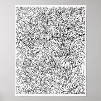 Floral Fancy Colouring Poster