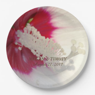Floral Fancy Pink White Elegant Glamor Paper Plate