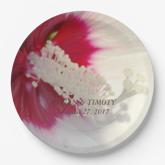 Floral Fancy Pink White Elegant Glamor Paper Plate (Front)