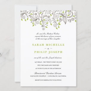 Floral Fancy Swirls Formal Wedding Invitations