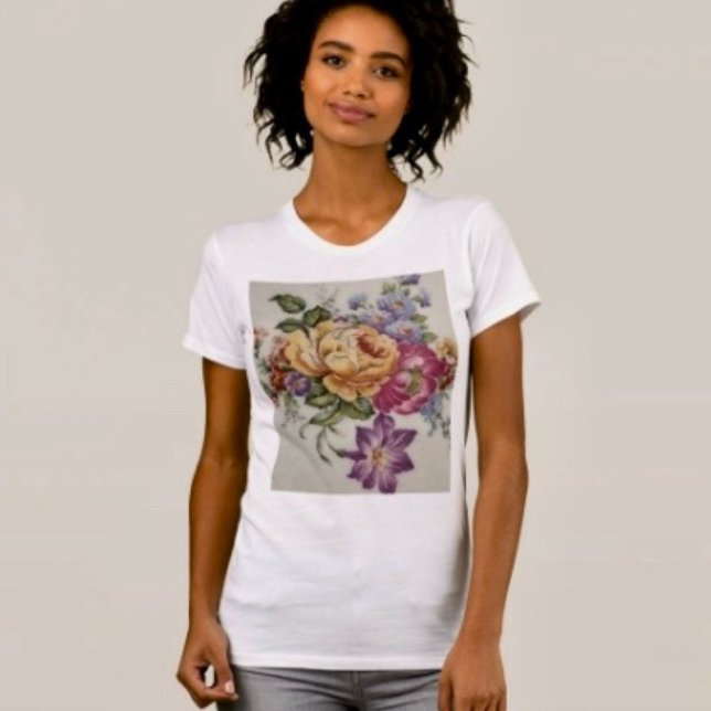 Floral Fancy  T-Shirt (Comfy tri-blend women’s tee feminine fit, scoop neck, short sleeves, relaxed fit.  )